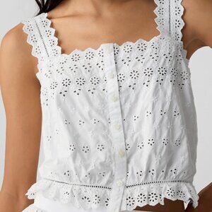 White Eyelet Lace Sleeveless Top